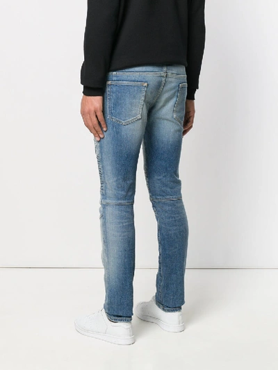 Shop Balmain Stonewashed Skinny Biker Jeans Washed Black