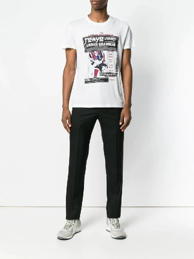 Shop Valentino White Men's Urban Grammar Print T-shirt