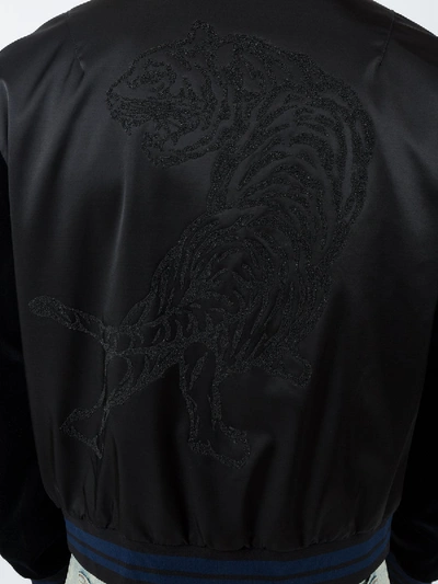 Shop Valentino Tiger Embroidered Bomber Jacket In Black