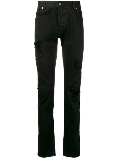 Shop Balmain Destroy Details Jeans In Black