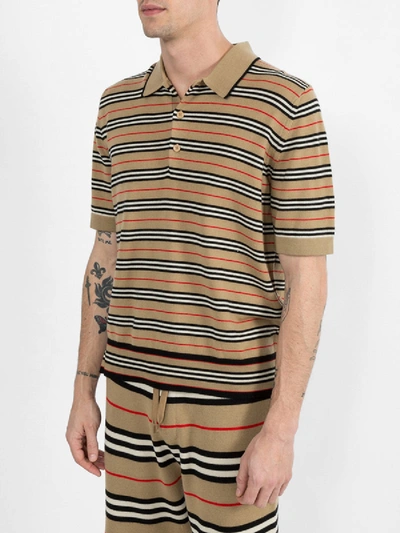 Shop Burberry Camel Icon Stripe Polo Shirt