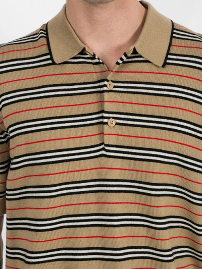 Shop Burberry Camel Icon Stripe Polo Shirt
