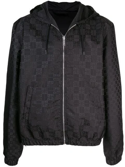 Shop Givenchy Reversible All-over Logo Print Hooded Jacket Black