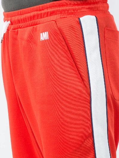 Shop Ami Alexandre Mattiussi Track Pants With Contrasted Bands Red