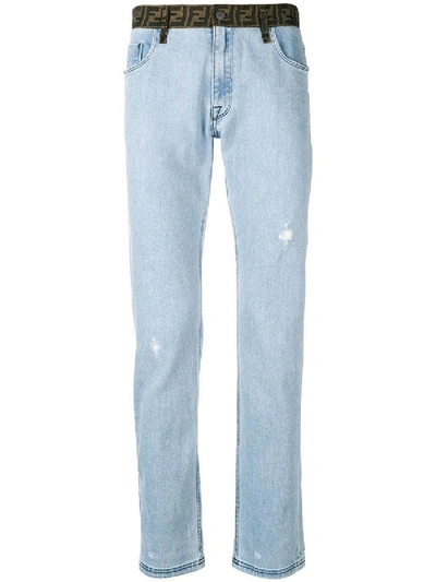 Shop Fendi Logo Waist Jeans