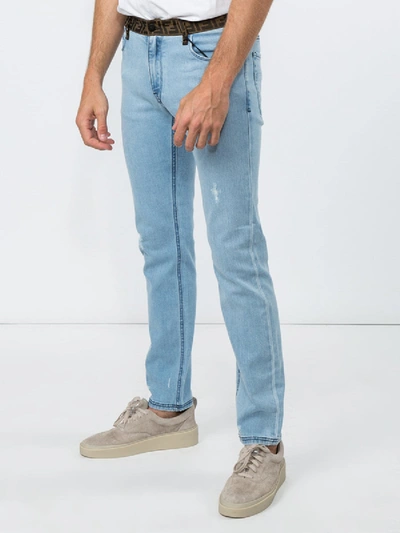 Shop Fendi Logo Waist Jeans