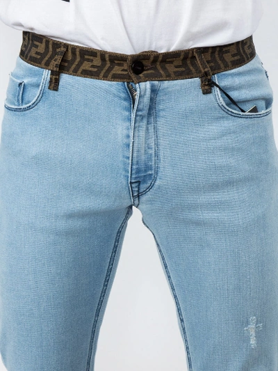 Shop Fendi Logo Waist Jeans