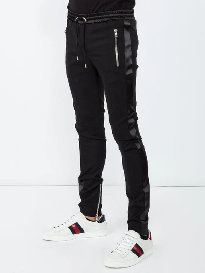 Shop Balmain Tuxedo Track Pants Black White Stripe