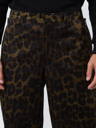 Shop Burberry Leopard Print Trousers In Brown