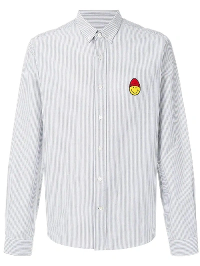 Shop Ami Alexandre Mattiussi Smiley Patch Button-down Shirt In Black & White