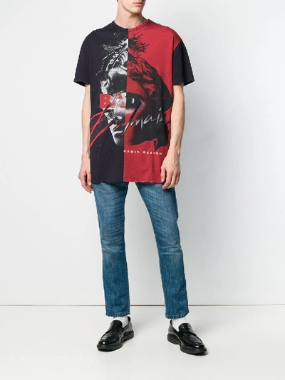 Shop Balmain Color Block Graphic T-shirt