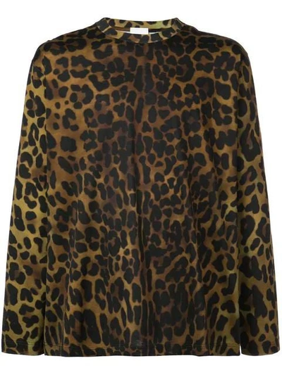 Shop Burberry Leopard Print Long Sleeve T-shirt In Brown