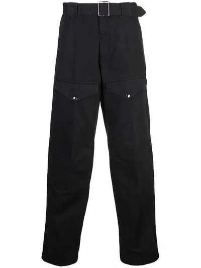 Shop Givenchy Belted Straight Leg Pants In Black