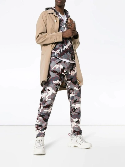 Shop Valentino Vltn Print Camo Pants In Grey