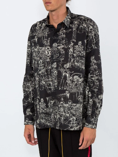 Shop Saint Laurent Skeleton Party Print Shirt Black