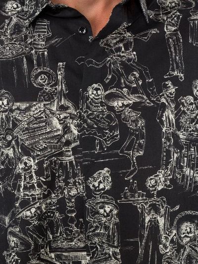 Shop Saint Laurent Skeleton Party Print Shirt Black