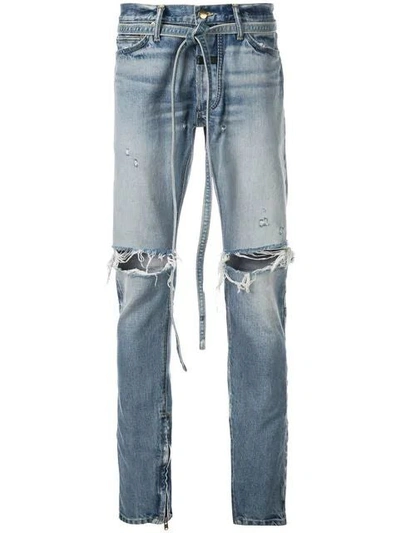 Shop Fear Of God Tie Waist Jeans Grey