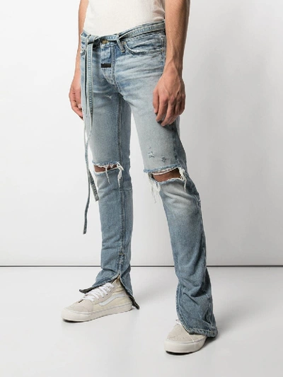 Shop Fear Of God Tie Waist Jeans Grey