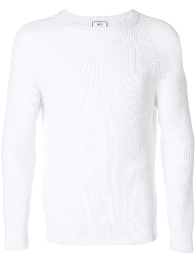 Shop Ami Alexandre Mattiussi Ribbed Crew Neck Sweater White