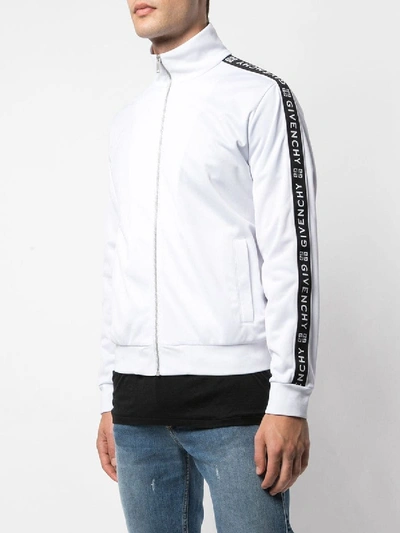 Shop Givenchy Ticker Sleeve Logo Zip Up Track Jacket In White