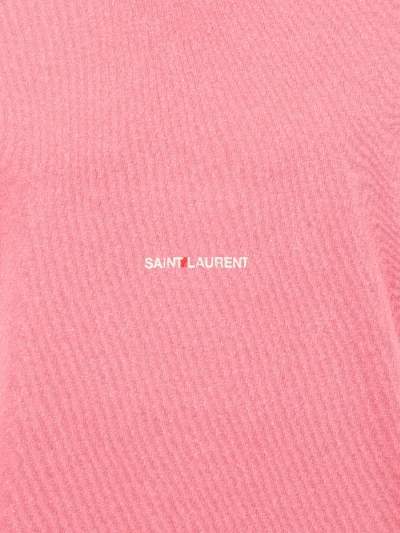 Shop Saint Laurent Logo Print T-shirt In Pink