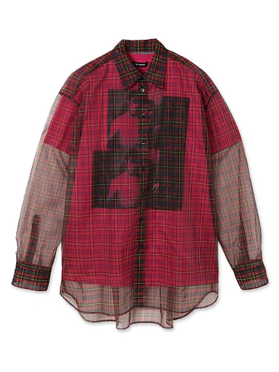 Shop Raf Simons Long Sleeve Transparent Shirt With T-shirt Red