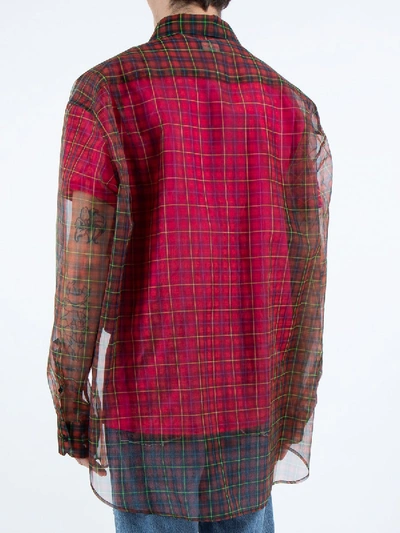 Shop Raf Simons Long Sleeve Transparent Shirt With T-shirt Red