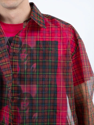 Shop Raf Simons Long Sleeve Transparent Shirt With T-shirt Red
