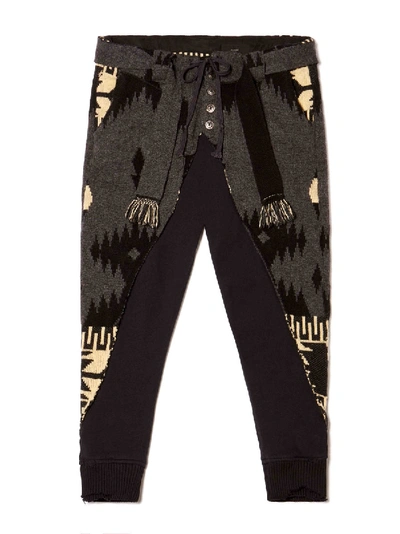 Shop Alanui Greg Lauren X  Icon Patch Cashmere Pants Blue