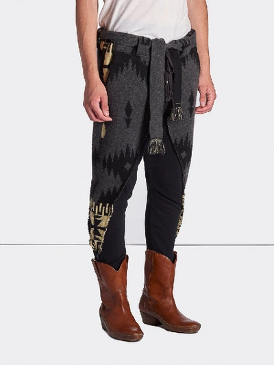 Shop Alanui Greg Lauren X  Icon Patch Cashmere Pants Blue