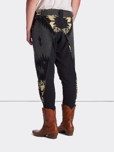 Shop Alanui Greg Lauren X  Icon Patch Cashmere Pants Blue