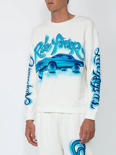 Shop Adaptation Graffiti Sweatshirt In White