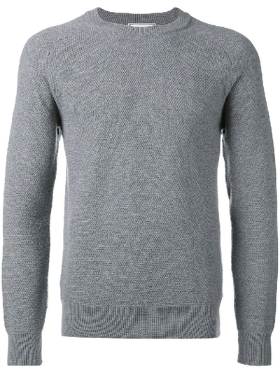 Shop Ami Alexandre Mattiussi Crew Neck Jumper Seed Stitch Heather Grey