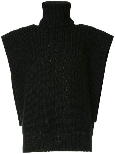Shop Raf Simons Turtleneck Vest With Patches Black