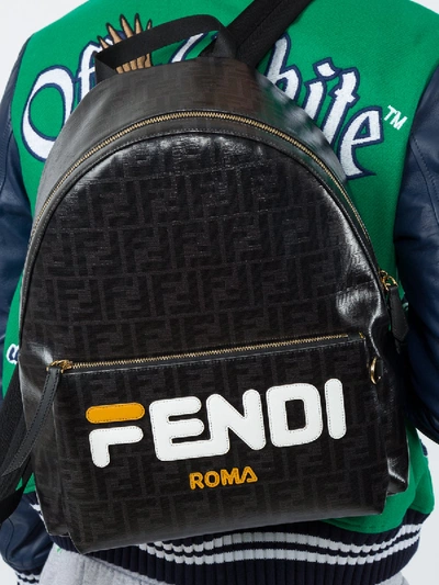 Shop Fendi Mania Double F Logo Backpack In Black