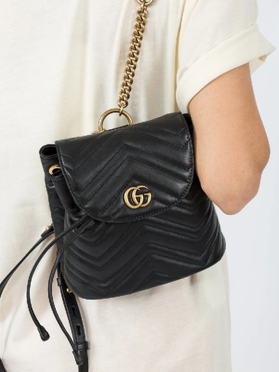 Shop Gucci Marmont Quilted Leather Backpack In Black