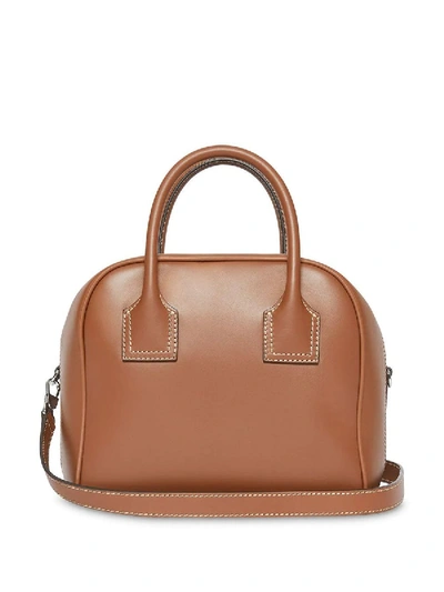 Shop Burberry Small Leather Cube Bag Brown