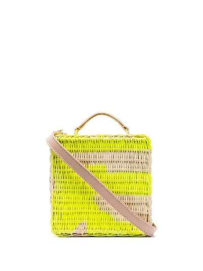 Shop Natasha Zinko Straw Crossbody Bag In Yellow