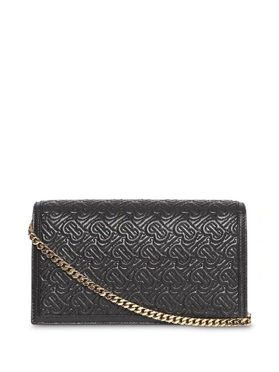 Shop Burberry Small Quilted Monogram Tb Envelope Clutch Black