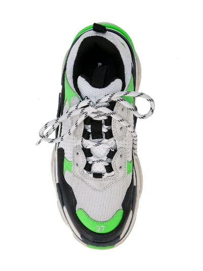 Shop Balenciaga Green Triple S Sneakers