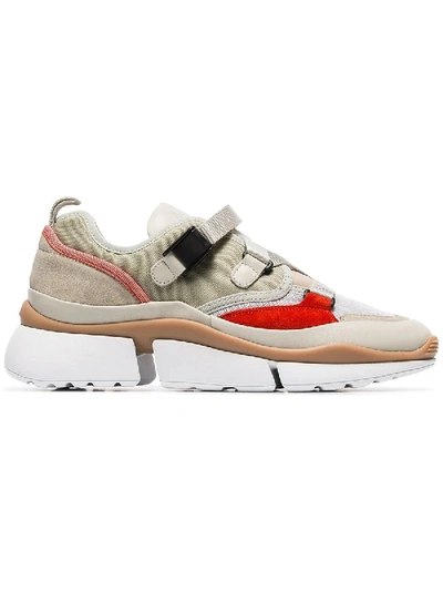 Shop Chloé Multicoloured Sonnie Mesh Leather Sneakers In Neutral