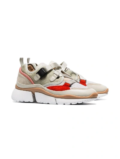 Shop Chloé Multicoloured Sonnie Mesh Leather Sneakers In Neutral