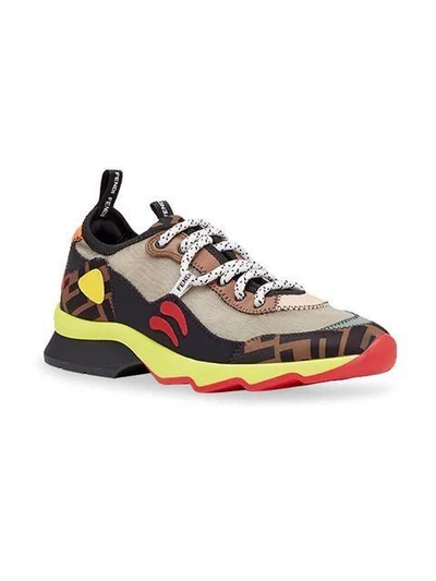 Shop Fendi Multicolour Technical Mesh Sneakers Black