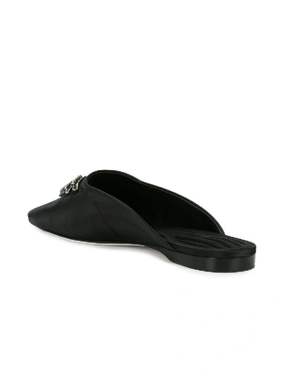 Shop Fendi Ffreedom Satin Loafers In Black