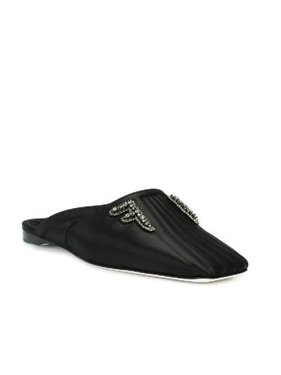 Shop Fendi Ffreedom Satin Loafers In Black