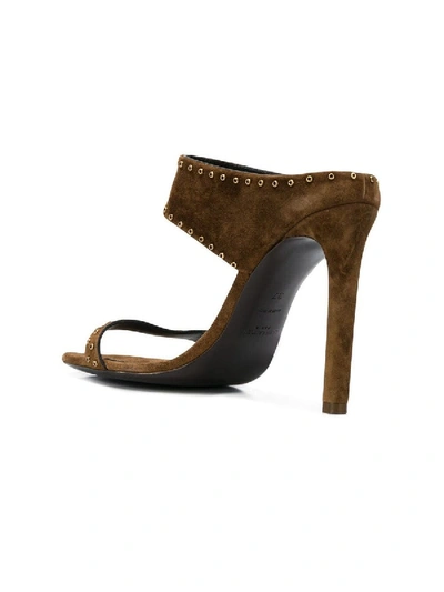Shop Saint Laurent Mica 105 Stud Mule Sandal In Brown