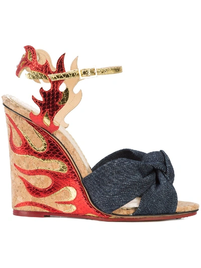 Shop Charlotte Olympia Flame Wedge Sandals In Multicolor