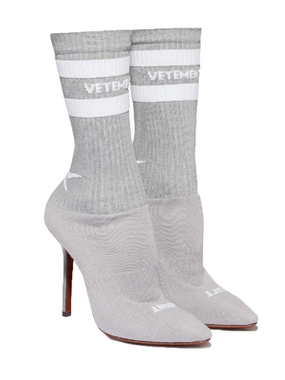 Shop Vetements Grey Reflective Sock Pumps Grey