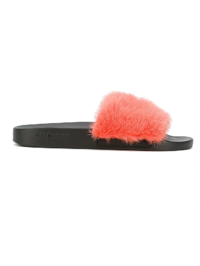 Shop Givenchy Fur Strap Slides