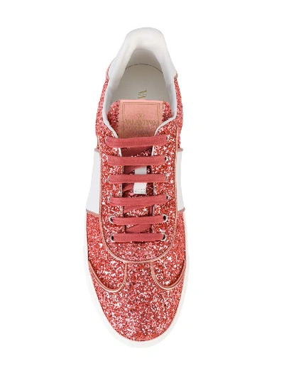 Shop Valentino Flycrew Glitter Sneakers In Pink